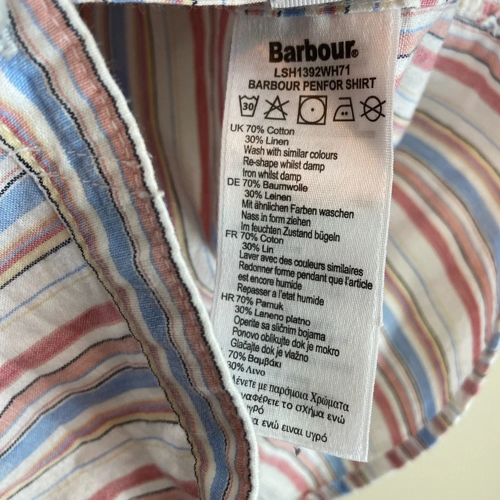 Barbour Striped Linen Cotton Button-Down Shirt - Picture 4 of 5